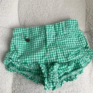 Green Gingham Ruffle Shorts